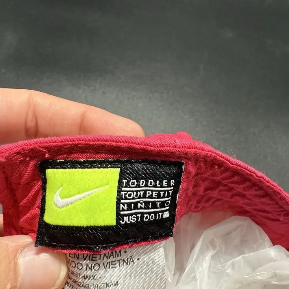 Nike Hat Toddler Girls Hot Pink Hook Loop Adjustable 100% Cotton